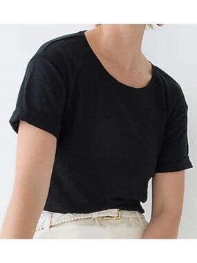 NWT J. Crew Linen Roll-Cuff Crewneck T-Shirt BP031